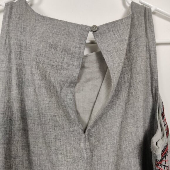 Old Navy Women's Midi Dress Sz L Gray Cotton Embroidery Lined Resortwear Outdoor - Picture 5 of 10